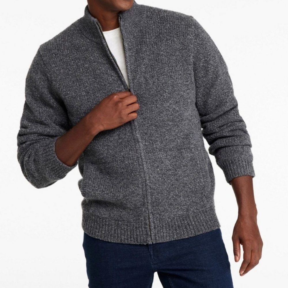 Claiborne Men's Charcoal Zip-Up Sweater